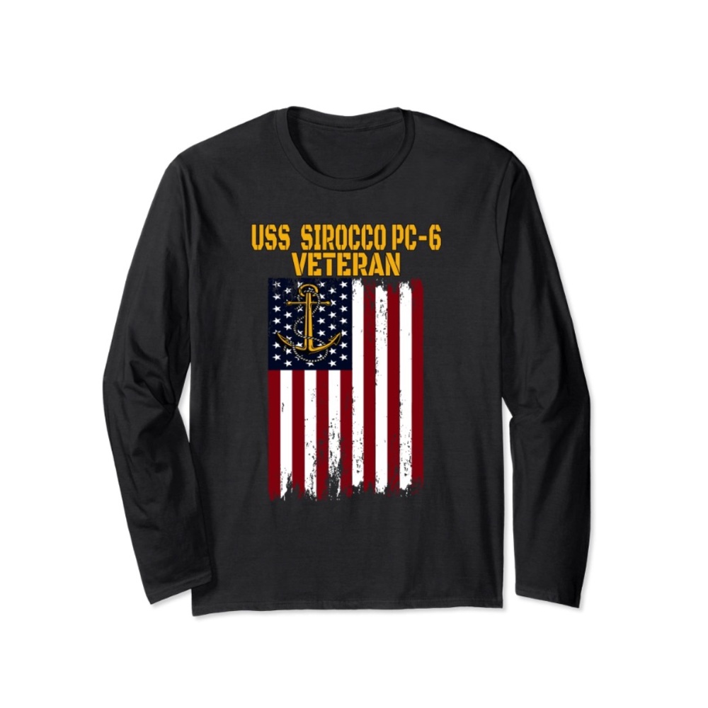 USS SIROCCO PC-6 VETERAN Crew Neck T-Shirt L/S Black Men’s Size 2XL